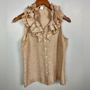 J. Crew Ruffle Collar Silk Sleeveless Blouse
